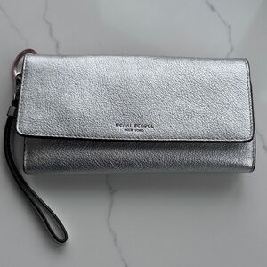 Henri Bendel Silver Metallic Wristlet Clutch